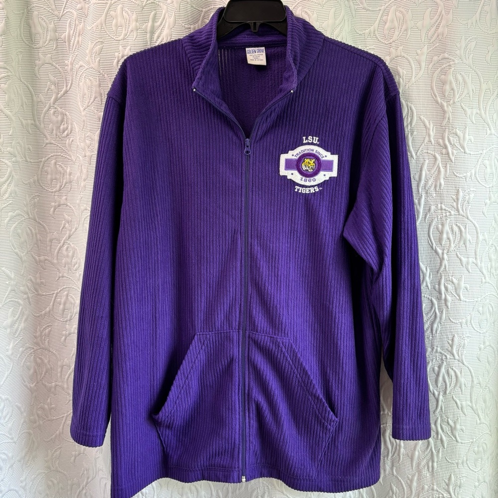 LSU Tigers Golden Grove Ribbed Full zip jacket/sweater size XXL